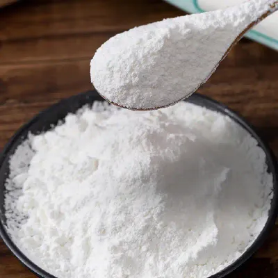 Soluble corn fiber powder sample showing fine texture and white appearance