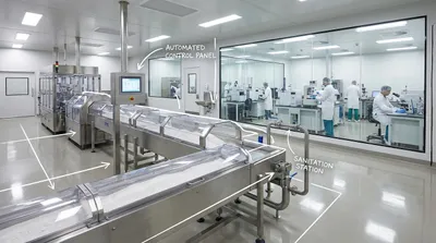 Automated production line and QC lab in a GMP-compliant factory