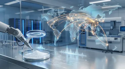 Abstract concept of global sourcing ingredients like MCC and resistant dextrin from China