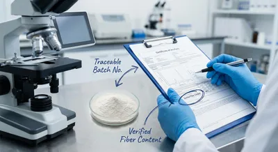 Quality control desk with COA and resistant dextrin sample