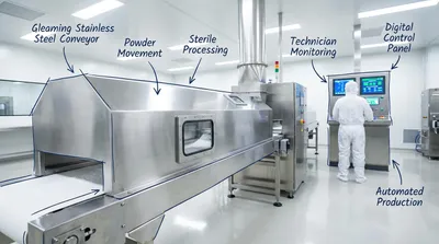 Inside a modern GMP-standard factory for producing resistant dextrin, showing automated production controls