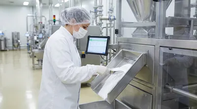 Quality control specialist conducting an audit in a modern GMP-certified facility